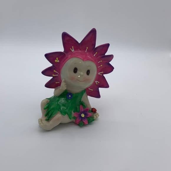 King Max Flower Baby 7” Coin Bank Colorful Fairy With Lady Bug - Picture 10 of 10